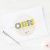 透明な太字の新年のお祝いメッセージ ラウンドシール (封筒)