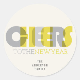 透明な太字の新年のお祝いメッセージ ラウンドシール