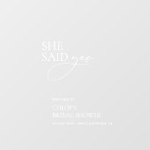 透明な彼女はYesブライダルシャワー標識 ウィンドウサイン (シート)