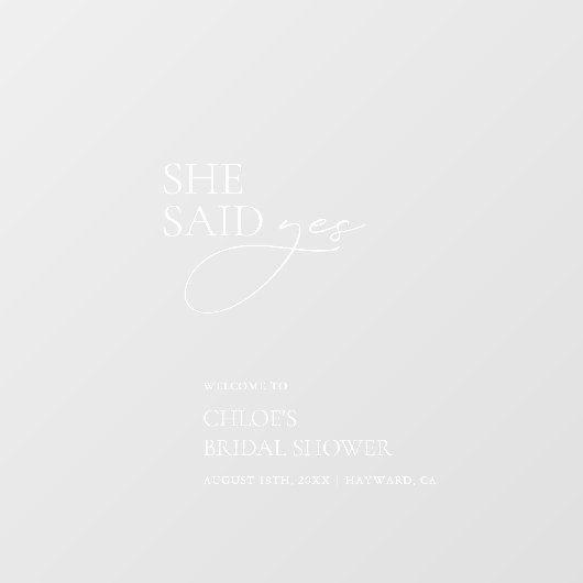 透明な彼女はYesブライダルシャワー標識 ウィンドウサイン (シート)