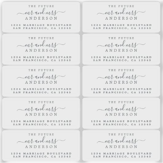 透明な未来のミスターミセス差出人住所ラベル シール (正面)
