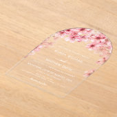透明な桜のウェディング アクリル招待状 (レイダウン)