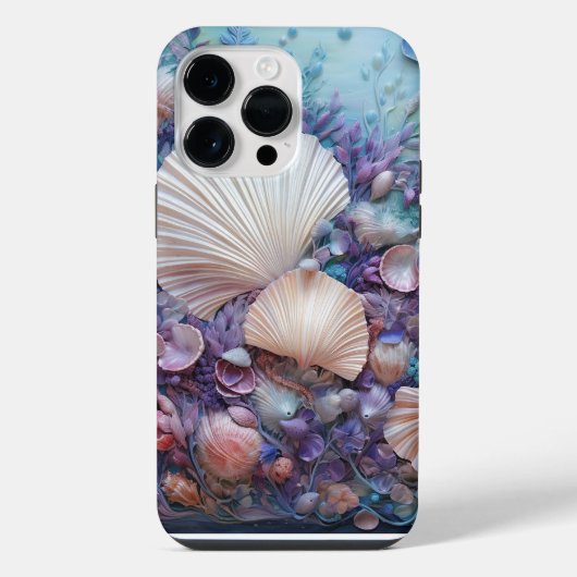透明な海の中のパステルカラーの貝殻 iPhoneケース (裏面)