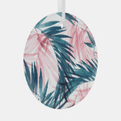 透明な熱帯:抽象芸術フローラ水色。 ガラスオーナメント (正面右)