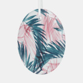 透明な熱帯:抽象芸術フローラ水色。 ガラスオーナメント (正面左)