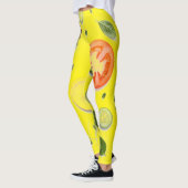 透明な背景にサラダとフルーツの模様 レギンス (左)