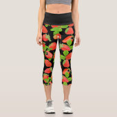 透明な背景にジューシーなライヒ模様 カプリレギンス (正面)