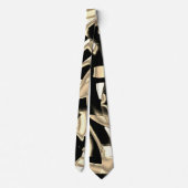 透明な背景に破壊された黒とベージュの破片またはテープ ネクタイ (裏面)