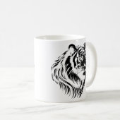透明な背景のトラの顔Tシャツ コーヒーマグカップ (正面右)