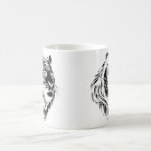 透明な背景のトラの顔Tシャツ コーヒーマグカップ (中央)