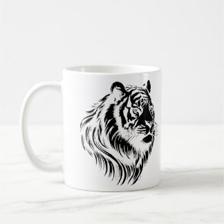 透明な背景のトラの顔Tシャツ コーヒーマグカップ