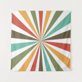 透明な背景ストライプのレトロカラフル タペストリー (正面(横))