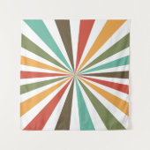 透明な背景ストライプのレトロカラフル タペストリー (正面)