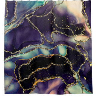 透明な色の流れ、金属の揺れの音 シャワーカーテン