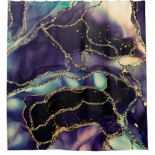 透明な色の流れ、金属の揺れの音 シャワーカーテン (正面)