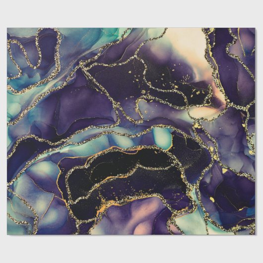 透明な色の流れ、金属の揺れの音 ラッピングペーパー (フラット)