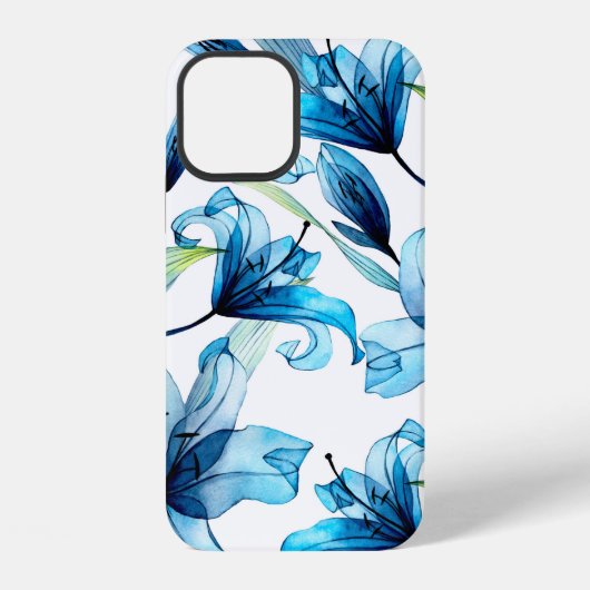 透明な花の水彩シームレスパターン iPhoneケース (裏面)