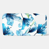 透明な花を持つ水色シームレスパターン Case-Mate iPhoneケース (裏面 (横))