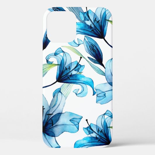 透明な花を持つ水色シームレスパターン Case-Mate iPhoneケース (裏面)