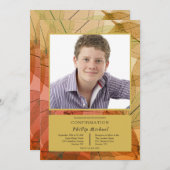 透明な葉の落ちる写真招待状 招待状 (正面/裏面)