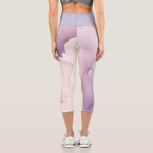 透明な薄紫色のシルク効果 カプリレギンス (裏面)