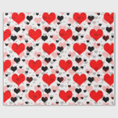 透明な赤い黒のラブシェイプハート ラッピングペーパー (フラット)