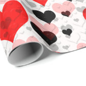 透明な赤い黒のラブシェイプハート ラッピングペーパー (ロールコーナー)