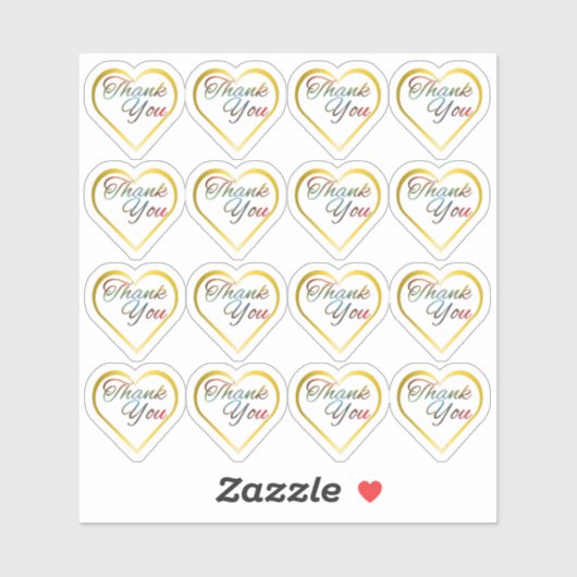透明な金ゴールドハートありがとうシール シール (シート)