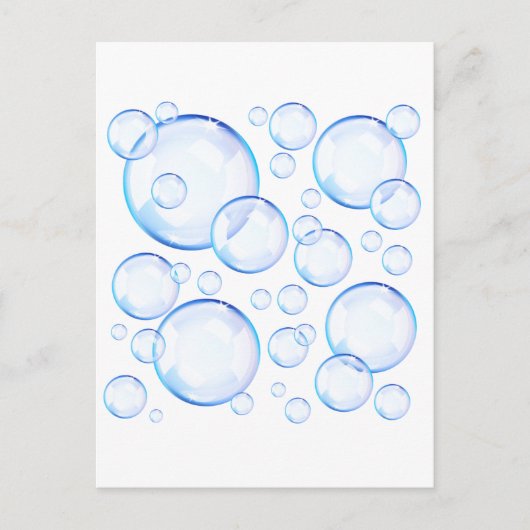 透明な青い石鹸の泡 ポストカード (正面)