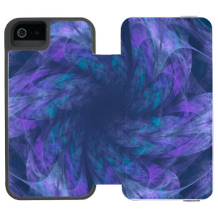 透明な青い花びらフラクタル iPhone SE/5/5sウォレットケース