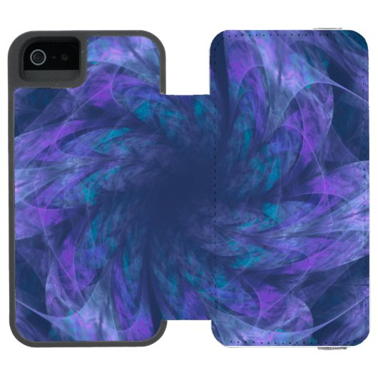 透明な青い花びらフラクタル INCIPIO iPhoneウォレットケース (フォリオオープン)
