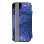 透明な青い花びらフラクタル INCIPIO iPhoneウォレットケース (フォリオ裏面)