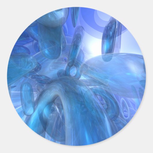 透明な青のリングや輪 ラウンドシール (正面)