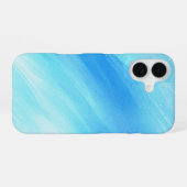 透明な青の水彩グラデーションアート iPhone 16ケース (裏面横)