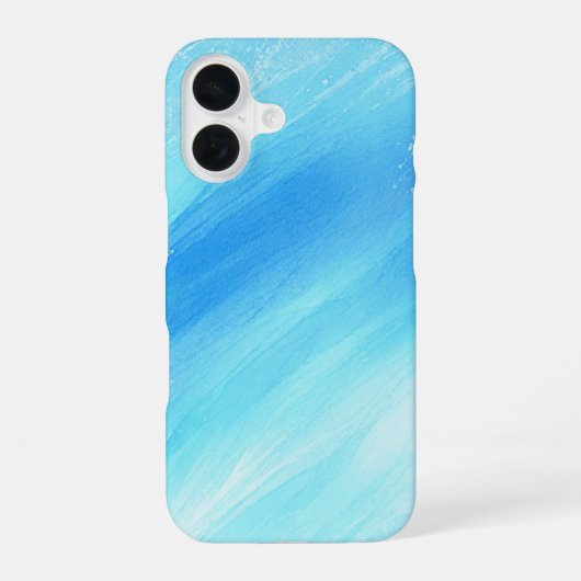 透明な青の水彩グラデーションアート iPhone 16ケース (裏面)