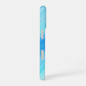 透明な青の水彩グラデーションアート iPhone 16ケース (右側面)