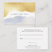 透明な青フェイク箔のギフト証書 名刺 (正面/裏面)