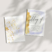 透明な青色の金ゴールドフェイクフォイル結婚ズ 招待状