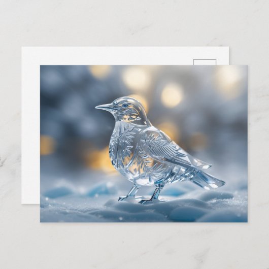 透明な鳥の氷の彫刻の冬のワンダーランド ポストカード (正面/裏面)