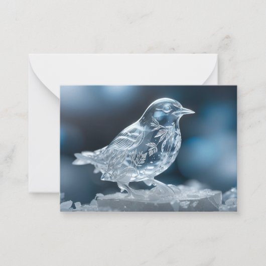 透明な鳥の氷の結晶の冬の雪クリスマス ノートカード (正面)