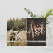 透明な2枚の写真のSave The Dateカード セーブザデート (スタンド正面)