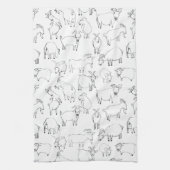 透明な-遊んでいるヤギ キッチンタオル (縦)