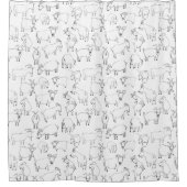 透明な-遊んでいるヤギ シャワーカーテン (正面)