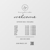 透明の歓迎営業時間ロゴQRコード窓用シール ウィンドウサイン (シート)