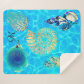 透明アクアターコイズシーウォーターシェル シェルパブランケット (正面(横))