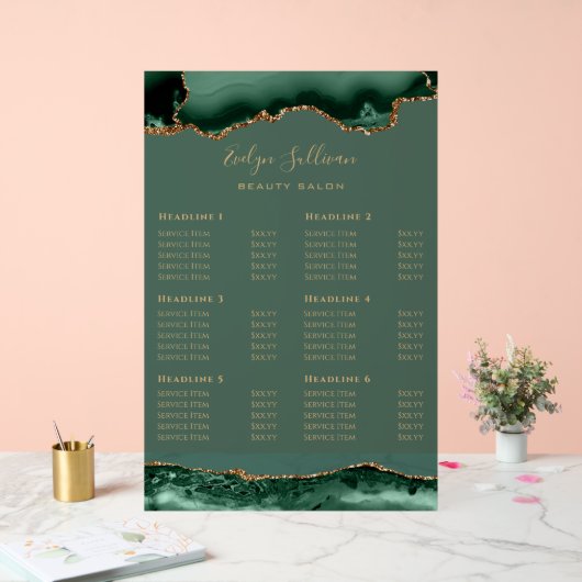 透明エメラルドグリーン金ゴールド平均価格表 アクリルサイン (ウェディング)