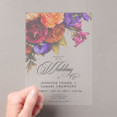 透明エレガントムーディ鮮やかフローラ結婚 アクリル招待状 (インサイチュ (ポータブル))