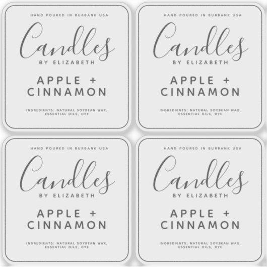 透明エレガント大豆キャンドルラベル シール (正面)