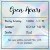 透明オープンアワーステッカー シール (正面)