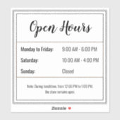 透明オープンアワーステッカー シール (シート)